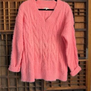 Cozy Pink Cable Knit Sweater